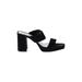 Zara Sandals: Slip On Chunky Heel Chic Black Print Shoes - Women's Size 40 - Open Toe