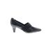 Karen Scott Heels: Slip On Chunky Heel Classic Black Print Shoes - Women's Size 8 1/2 - Almond Toe