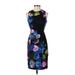 Eliza J Cocktail Dress - Party High Neck Sleeveless: Blue Print Dresses - Women's Size 0 Petite