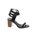 VICI Heels: Gladiator Chunky Heel Boho Chic Black Print Shoes - Women's Size 9 - Open Toe