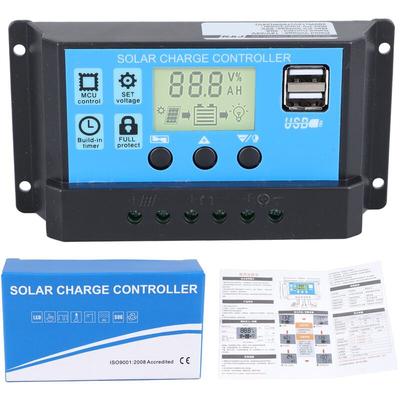 30 a Solar-Windenergie-PWM-Laderegler 12 v 24 v mit LCD-Display, Dual-USB-Ausgang,