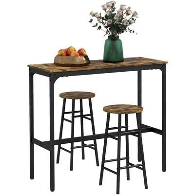 Bartisch Set Bartisch mit Barhocker Set für 2 Personen Esstisch mit 2 Barhocker mit Fußstützen, Image