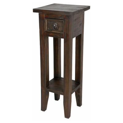 Spetebo - Mahagoni Beistelltisch mit Schublade 67 x 25 cm - braun - Vintage Holz Telefontisch Image