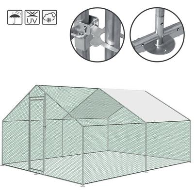 Vingo - Freilaufgehege Hühnerhaus 3 x 3 x 2 m Outdoor Hühnerstall Dach Geflügelstall, Verzinkter