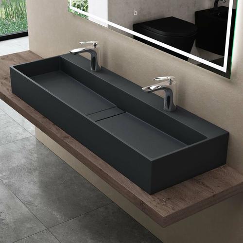 Waschbecken Hängewaschbecken Colossum6028 120x40x14 cm, Aufsatzwaschbecken in Anthrazit matt aus