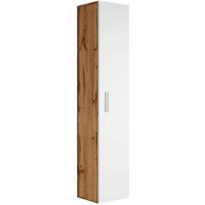 Badezimmer Badschrank Pluto 150cm Eiche, weiß - Regal Schrank Hochschrank Schrank Möbel - Eiche mit