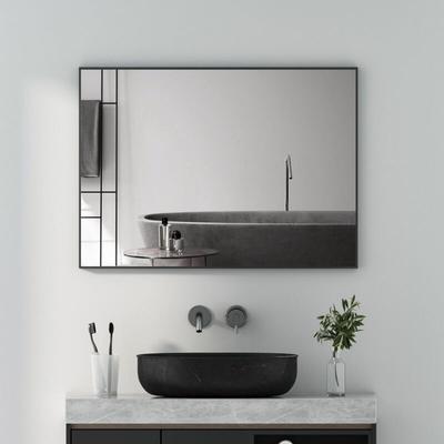 Boromal - 60x80cm Wandspiegel Schwarz Metall Dekospiegel Spiegel Rechteckiger Badezimmerspiegel Image