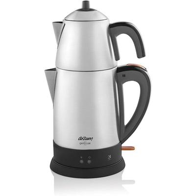 Arzum - Cayci Lux Inox, Teemaschine, Türkische Teekanne 1800W Wasserkocher Edelstahl Silber-Schwarz Image