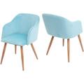 Non utilizzato] Set 2x sedie HWC-D71 design retro anni 50 metallo velluto azzurro - turquoise