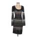 BCBGMAXAZRIA Casual Dress - Sweater Dress: Black Graphic Dresses - New - Women's Size X-Small
