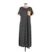 Shein Casual Dress - Midi Scoop Neck Short sleeves: Black Stripes Dresses - Women's Size 6