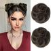 2 PCS Mini Claw Clip in Messy Cat Ears Hair Bun Extensions Wig Accessory Hairpieces for Women Girls