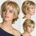 BYB European And N Wig Woman Fashion Short Straight Hair Light Blonde Short Layered Wavy Full Synthetic Wig Blonde Highlights