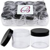 2oz/60g/60ml High Quality Acrylic Leak Proof Clear Container Jars with Black Lids 12pcs