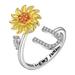 Quinlirra Easter Rings for Women Clearance Sunflower Rotating Ring 26 Letter Ring Sunflower Rotating Open Ring To Decompress Anxiety Ring Female