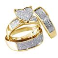 Quinlirra Easter Rings for Women Clearance 3Pcs/Set NEW Jewelry Yellow Gold Filled Heart White Wedding Sz6-10 Easter Decor