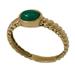 'High-Polished 18k Gold and Natural Emerald Single Stone Ring'