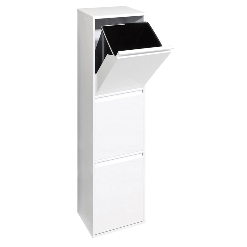 ARREGUI Basic CR301-B Recycling Abfalleimer / Mülleimer aus Stahl mit 3 Inneneimern, 3 Fach Mülltrennsystem, 3 x 17L (51L), weiß Image