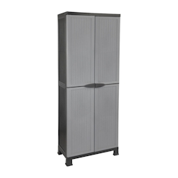 Außenschrank aus Kunstharz mit Besen und 4 Regalen, grau, 171 x 68 x 39 cm, Thinia Home Image