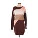 PrAna Casual Dress - Sweater Dress: Brown Color Block Dresses - Women's Size Small