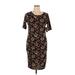 Lularoe Casual Dress - Sheath Crew Neck Short sleeves: Black Print Dresses - New - Women's Size X-Large