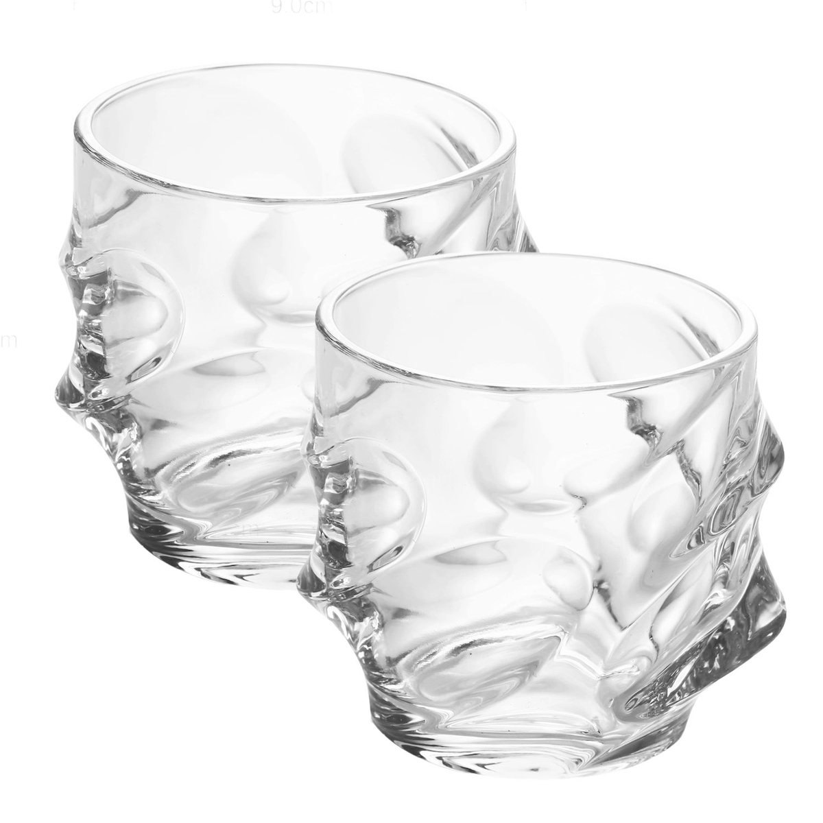 Intirilife 2x Whisky Glas in KRISTALL KLAR 'SCULPTURED' - 300 ml Füllmenge - Old Fashioned Whiskey Kristallglas Bleifrei im Sculpture Design Image