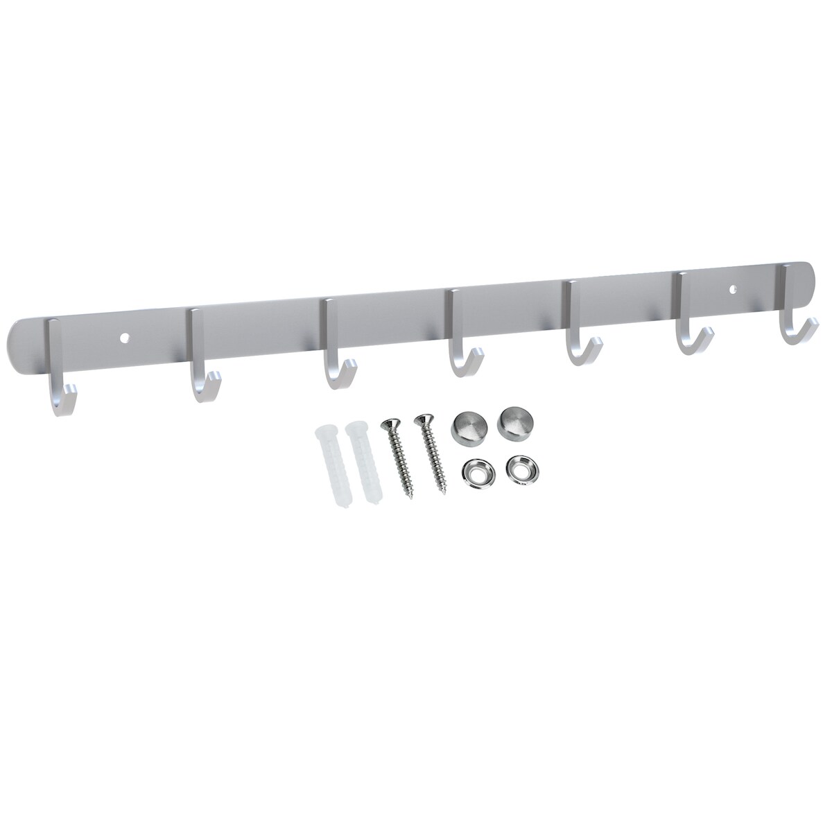 Intirilife Edelstahl Garderobenleiste Modell D - 7 Haken - 54 x 4.7 cm - Kleiderhaken Garderobe Hakenleiste in 5 verschiedenen Designs Image