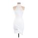 Forever 21 Cocktail Dress - Bodycon High Neck Sleeveless: White Print Dresses - Women's Size Medium