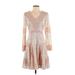 Tahari by ASL Casual Dress - A-Line V Neck Long sleeves: Pink Dresses - New - Women's Size 4
