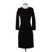 J.Crew Casual Dress - Sheath High Neck 3/4 sleeves: Black Print Dresses - Women's Size 4