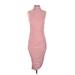 Express Casual Dress - Midi High Neck Sleeveless: Pink Print Dresses - Women's Size Small
