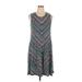 Style&Co Casual Dress - Mini Crew Neck Sleeveless: Teal Chevron/Herringbone Dresses - Women's Size X-Large