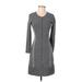 Theory Casual Dress - Sweater Dress: Gray Chevron/Herringbone Dresses - Women's Size 4