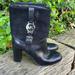 Michael Kors Shoes | Micheal Kors Black Fulton Signature Logo Harness Heeled Boots Women's Size 8 M | Color: Black | Size: 8