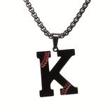1 Pc Baseball Initial Necklaces A-z For Men And Women, Titanium Baseball Alphabet Gifts For Boys And Girls Stainless Steel Letter Pendant Necklace, Father's Day Gift