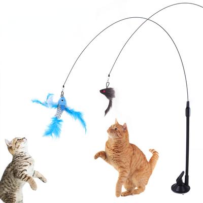 Interactive Cat Toy: Sucker Feather Bird With Bell & Teaser Wand - Perfect For Kitten Playtime!