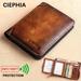 1pc Genuine Leather Rfid Blocking Wallets For Men, Retro Thin Short Multi-functional Id Credit Card Holder, Gifts To Men On Valentine's Day