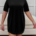 Plus Size Basic Dress, Women's Plus Plain Short Sleeve Round Neck Mini Dress For Everyday