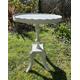 Table, small, wine table, vintage, hand painted, pale grey, decorative wine table, occasional table, oval, scalloped top with ridge.