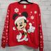 Disney Sweaters | Disney Mickey Mouse Lighted Christmas Fleece Sweater Juniors Size L 11/13 | Color: Red/White | Size: Lj