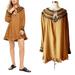 Free People Dresses | Free People Mini Dress Erin Embroidered Tunic Brown/Black Ruffle Hem Ls Medium | Color: Black/Brown | Size: M