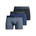 Boxershorts SUPERDRY "BOXER TRIPLE PACK" Gr. S, 3 St., blau (bay blue marl, dark indigo navy marl) Herren Unterhosen Boxershorts