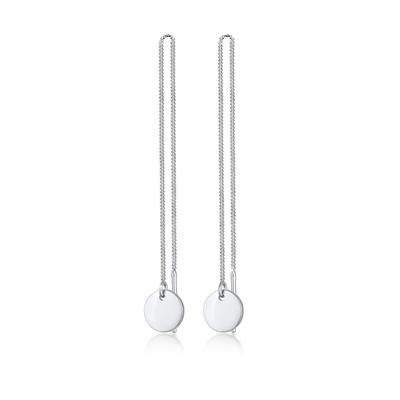 Paar Ohrhänger ELLI "Durchzieher Plättchen Kreis Hänger 925 Silber", silber, Ohrringe, Damen, OneSize, ohne Stein, Silber 925 (Sterlingsilber) Image