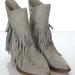 Free People Shoes | Free People Booties Lawless Western Fringe Bone Gray 8.5 | Color: Gray/White | Size: 8.5