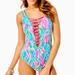 Lilly Pulitzer Swim | Lilly Pulitzer Swim Lilly Pulitzer Isle Lattice One Piece Size 10 Nwt | Color: Blue/Pink | Size: 10