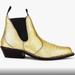 Free People Shoes | New Free People Beau Western Ankle Chelsea Boot Embossed Gold Leather Eu38 Sz 8 | Color: Black/Gold | Size: 8