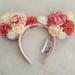 Disney Accessories | Disney Parks Exclusive Minnie Mouse Ears Headband Pink Floral Flower And Garden | Color: Pink | Size: Os