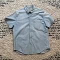 J. Crew Shirts | J Crew Mens Classic Chambray Stretch Short Sleeve W/Pocket & Gold Stitch (L) | Color: Blue | Size: L