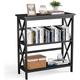 Costway - Bibliothèque Étagère de Rangement, Table Console en Bois à 3 Niveaux, Dispositif