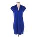 Neiman Marcus Casual Dress - Shift: Blue Solid Dresses - Women's Size Small